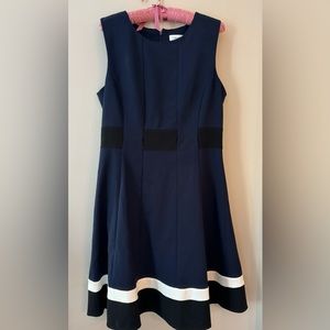 Calvin Klein navy, black, and white dress